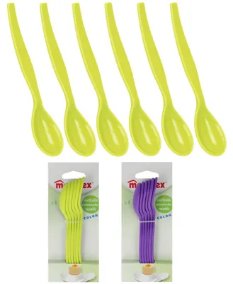 Zdjęcie produktu dla Zestaw 6 plastikowych łyżek do jajek w różnych kolorach: zielonym i fioletowym