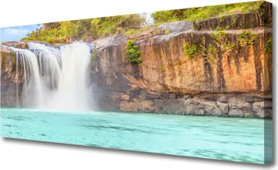 Produktbild von Tulup Leinwand-Bilder 125x50 Wandbild Canvas Kunstdruck Wasserfall See Landschaft