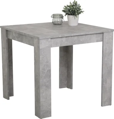 Produktbild von 3tlg. Essgruppe Duo - quadratischer Tisch Beton Optik - 80x80cm, 2x Vierfußstuhl - Bezug Kunstleder Grau - Metall Füße Grau pulverbeschichtet