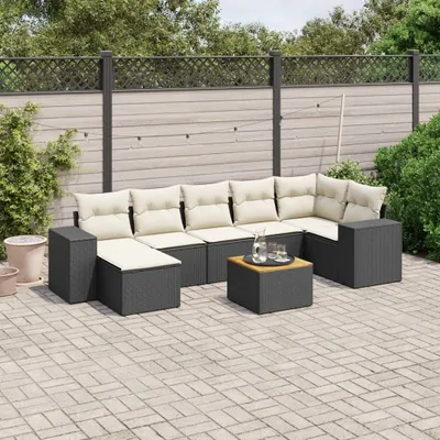 Produktbild von 8-tlg. Garten-Sofagarnitur - mit Kissen Schwarz Poly Rattan - Gartenmöbelset 3225552