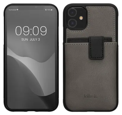 Immagine prodotto di kalibri Custodia compatibile con Apple iPhone 11 - Custodia per cellulare Cover per cellulare - Custodia in con portacarte rimovibile - Grigio Nero