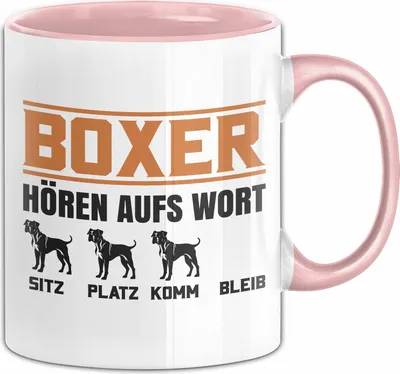 Produktbild von Boxer Hören Aufs Wort Tasse Geschenk Boxer Besitzer Mama Becher (Rosa)
