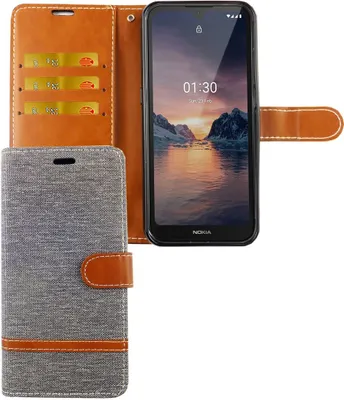 Produktbild von Nokia 1.3 Handy Hülle Schutz Tasche Case Cover Kartenfach Etui Wallet Grau