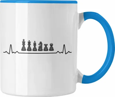 Produktbild von Trendation - Schachspieler Geschenk Schach Geschenkidee Tasse mit Schachfiguren Grafik Spruch (Blau)