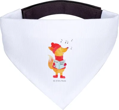 Produktbild von Mr. & Mrs. Panda Halstuch Fuchs Sänger - Weiß - Geschenk, Weihnachten, Tuch, Winter, Hund, Hundehalstuch, Füchse, Weihnachtslieder, Singen, Hunde, Dreieckstuch für