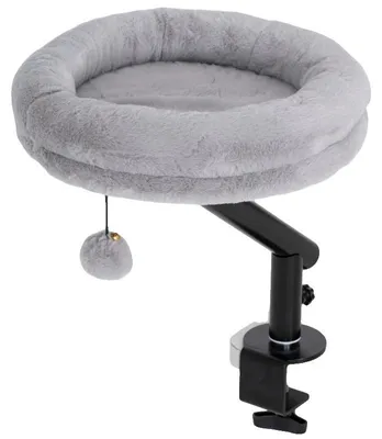 Obrázok produktu pre Posteľ pre mačky, kovová konštrukcia, otočná o 360°, nosnosť do 6 kg, nastaviteľná výška, odnímateľná a umývateľná podložka