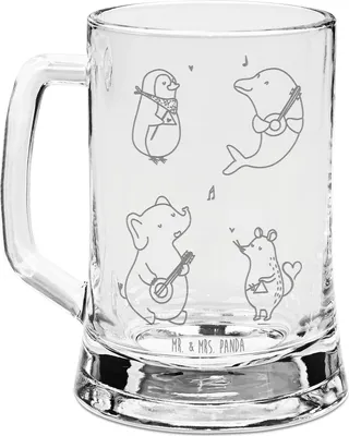Produktbild von Mr. & Mrs. Panda Krug Big Band - Transparent - Geschenk, Delfin, Triangel, Pinguin, Hund, Lustige Sprüche, Bierhumpen, Seidel, Maus, Gravur Bierkrug, Humpen, Musik