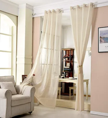 Produktbild von WOLTU Gardinen transparent mit Ösen Leinen Optik, Ösenschal Vorhang Stores Voile Fensterschal Dekoschal 140x245 cm, Sand, (1 Stück)
