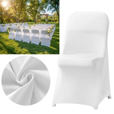 Produktbild von JOIEYOU Stuhlhussen Stretch Klappstuhl Universal Elastisch Stuhlbezug 100% Polyester waschbar Hochzeit Bankett Event 20 Stück Weiß