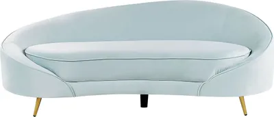 Produktbild von BELIANI Sofa Blau Samtstoff 2-Sitzer Oval Gebogen Dicke Polsterung mit Metallfüßen Schwarz Freistehend Retro Glamourös für Wohnzimmer Salon Flur Diele