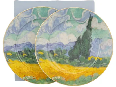 Produktbild von DUO Teller Dessertteller 2er Set 19 cm Tellerset Van Gogh Weizenfeld aus Porzellan Dekoteller