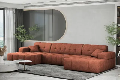 Produktbild von Wohnlandschaft Sofa U-Form NANCY in Stoff Perfekt Harmony Rostbraun
