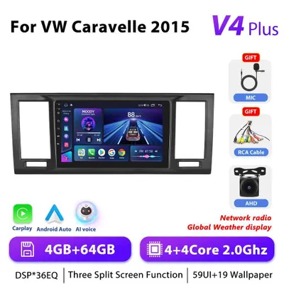 Produktbild von Android Autoradio für VW Caravelle T6 2015–2020 - 2-DIN Navi Multimedia - 23 cm Touchscreen - 4GB+64GB - 2,0 GHz - AHD Rückfahrkamera - Android 10