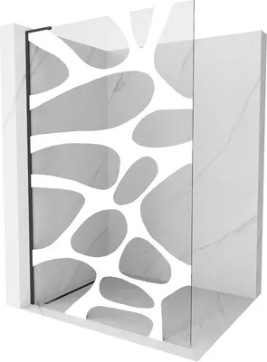Obrázek produktu pro Mexen Kioto L sprchová zástěna Walk-in 80 x 200 cm, bílý vzor, černá - 800-080-103-70-97