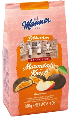 Produktbild von Manner Lebkuchen Marmelade Knöpfe Zartbitter 180g