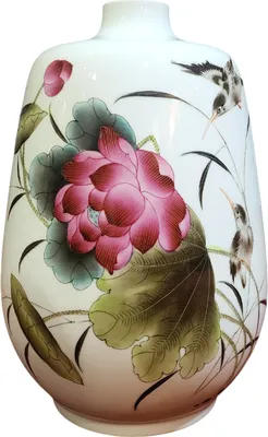 Produktbild von Fine Asianliving Chinese Vase Porcelain Lotus D20xH30cm Dekorative Vase Blumenvase Orientalische Keramik Vase Dekoration Vase Moderne Tischdekoration Vase
