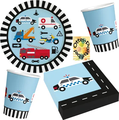Produktbild von Auto-Party-Set 36tlg. für 8 Gäste Teller Becher Servietten