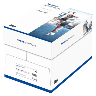 Produktbild von inapa Drucker-/Kopierpapier tecno Premium: 80 g/m², A4, 2.500 Blatt (5x500), hochweiß