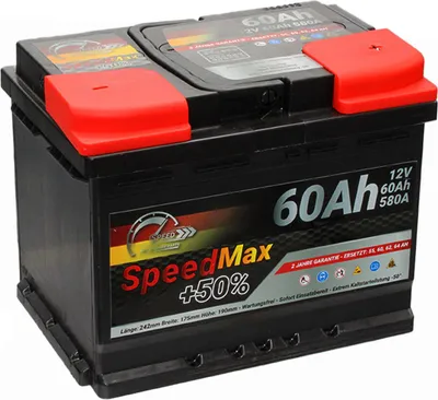 Immagine prodotto di Batteria auto SPEED MAX 60Ah 580A 12V +50%