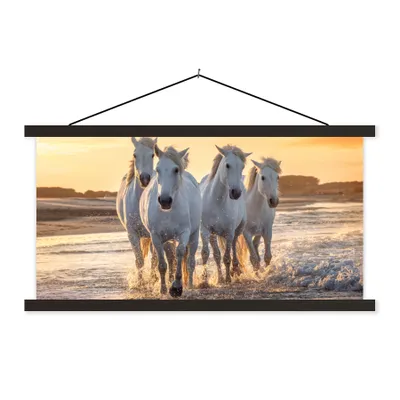 Produktbild von MuchoWow® Textilposter Pferde - Wasser - Strand - Tiere 120x60 cm mit schwarzem Rahmen - Dekoration Schlafzimmer
