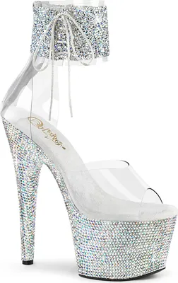 Produktbild von BEJEWELED-724RS-02 Damen Sandale von Pleaser, Transparent-Silber-Mehrfarbig EU 41, US 11