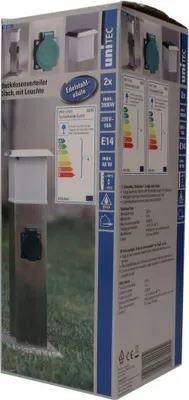 Obrázok produktu pre Stĺpik z nehrdzavejúcej ocele s 2 zásuvkami a svetlom