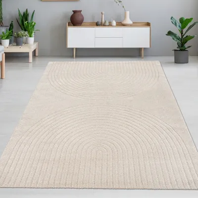 Immagine prodotto di Morbido tappeto da salotto con un semplice motivo a fiocco in beige Dimensioni - 80 x 150 cm