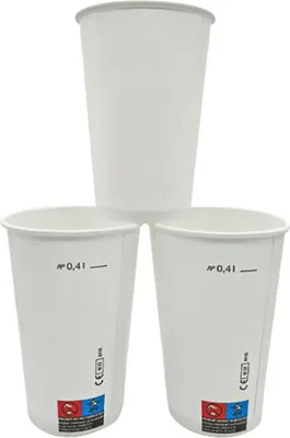 Produktbild von 50 Pappbecher Trinkbecher Ausschankbecher 400 ml weiß