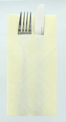 Produktbild von Airlaid Besteckservietten Damast in Champagner, 40 x 40 cm, 75 Stück - Mank
