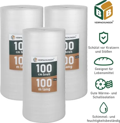 Produktbild von Trittschalldämmung (300 m²) multifunktionale PE-Schaumfolie 2mm für diverse Fußböden und Warmwasserfußbodenheizung Polster BB-Verpackungen