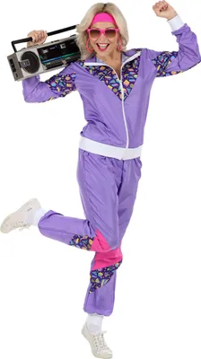 Produktbild von Violetter 80er Jahre Damen Jogginganzug 80er Jahre, M - 38/40