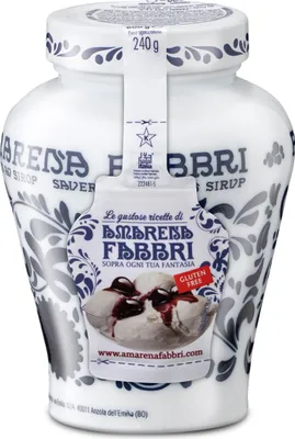 Produktbild von Food-United AMARENA FABBRI 1905 Opaline 600g Amarena-Kirschen aus Italien halb-kandiert in Sirup - ohne Aroma- Farb- & Konservierungsmittel & Koscher-Halal, geeignet für Amare-Kirschen-Becher-Eis oder für Amarena-Sorbets-Cocktails-Desserts, GVO-Frei Glute