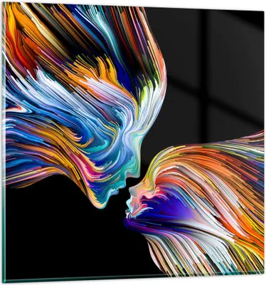 Produktbild von Bilder auf glas - Abstraktion modern - 30x30cm - Glasbilder - Wandbilder - Kunstdruck - zum Aufhängen bereit - Wanddekoration aus Glas - Glas Bilder - Wandbild auf Glas - Einteilig - GAC30x30-3709