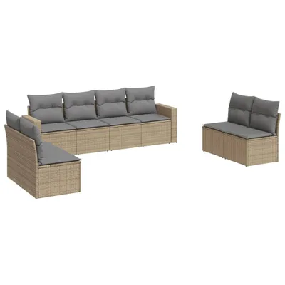 Immagine prodotto di Set Divano da Giardino 8 pz con Cuscini Beige in Polyrattan