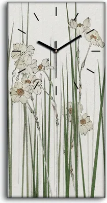 Produktbild von Dekor Leinwand Uhr Wandbilder Geräuschlos 30x60 Malerei Asiatische Blumen - schwarze Hände