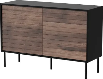 Produktbild von Kommode Cortina 120cm – Modernes Sideboard Schwarz/Nussbaum