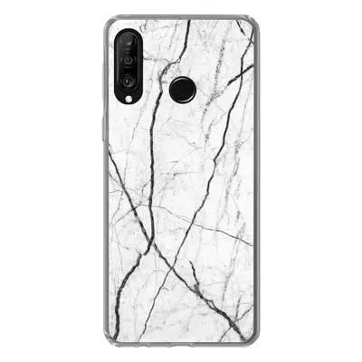 Produktbild von MuchoWow® Handyhülle Schutzhülle Hülle für Huawei P30 Lite Marmor - Schwarz - Weiß Silikon Softcase Handy Hülle - Handyhülle