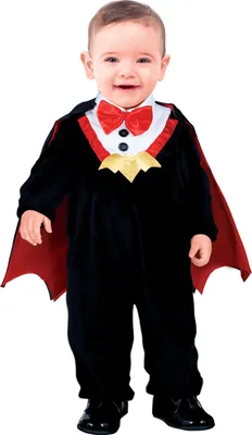 Immagine prodotto di Costume da vampiro Halloween per bambino Mantello nero Dettaglio pipistrello dorato Tuta elegante Sciarpa rossa Abbigliamento fantasioso Inquietante costume carino, taglia: 74/80 Colore: Nero