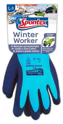 Produktbild von Spontex 2er Pack Größe L (blau oder grün) Winter Worker Handschuhe Arbeitshandschuhe