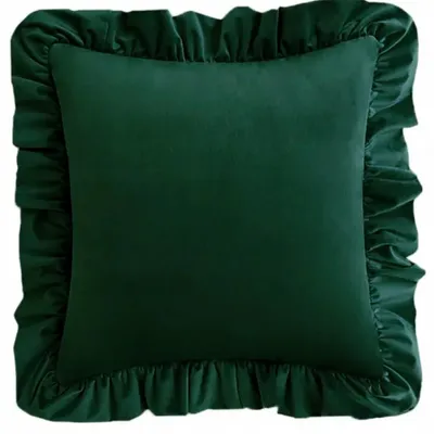 Produktbild von JadorDecor Samt Kissenhülle 40x40 cm mit Rüsche Grün