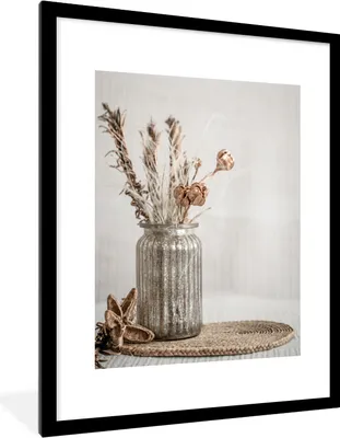 Produktbild von MuchoWow® MuchoWow® Gerahmtes Poster Getrocknete Blumen - Pastell - Stilleben 60x80 cm - Poster mit zchwarzem Bilderrahmen - Wohnzimmer - Dekorationen - Prämie