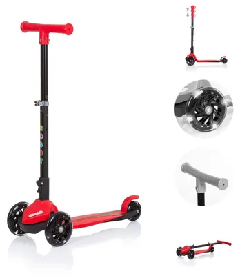 Produktbild von Chipolino Kinderroller Robby 3 LED-Räder Lenker höhenverstellbar klappbar Bremse rot