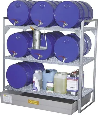 Produktbild von Fassregal Cemo 360 mit Fassauflagen und Stahl-Auffangwanne 131x132x80 cm Tragkraft 400 kg
