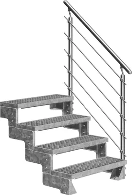 Produktbild von Dolle Außentreppe Gardentop 72-88cm Geschosshöhe mit Gitterrost 80cm breit mit Prova-Geländer