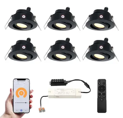 Produktbild von hoftronic Smart LED Mini Einbaustrahler 12V 3W 200lm 2700K IP44 Schwarz