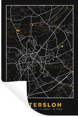 Produktbild von MuchoWow® Wandtattoo Wandsticker Wandaufkleber Gütersloh - Deutschland - Karte - Stadtplan - Gold 60x90 cm Selbstklebend und Repositionierbar - Sticker - Dekorfolie