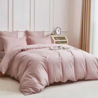 Immagine prodotto di Biancheria da letto 155x220 cm, cotone, rosa, set da 3 pezzi con 2 federe 80x80 cm
