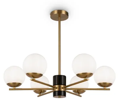 Zdjęcie produktu dla Lampa wisząca, szkło metalowe, mosiądz, 8-płomienna, D 67 cm
