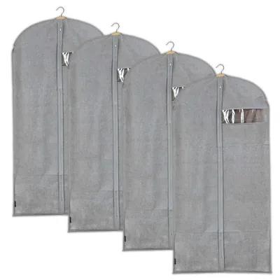 Produktbild von 4er Pack Premium Kleidersack 60 x 135 cm Polypropylen Kleiderhülle mit Reißverschluss & Sichtfenster Schutzhülle Kleiderschutz