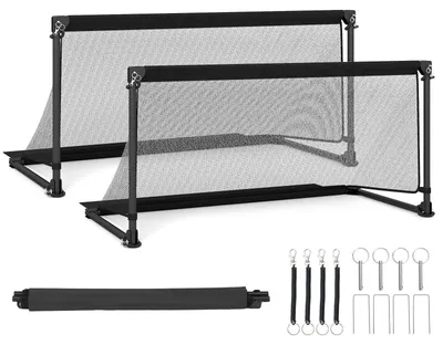 Zdjęcie produktu dla KOMFOTTEU, przenośna bramka piłkarska, 120 x 57 x 60 cm, składana bramka z solidną metalową konstrukcją, odporna na warunki atmosferyczne siatka wykonana z PE oraz 4 kołki do zakotwienia w ziemi, łatwy montaż, idealna do rekreacji i treningów